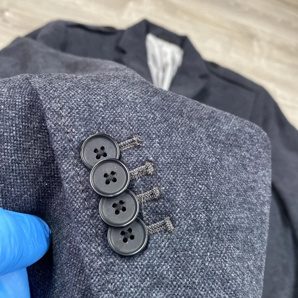 Banana Republic Blazer‎ 40R Charcoal Military Epaulet Italian Fabric Coat